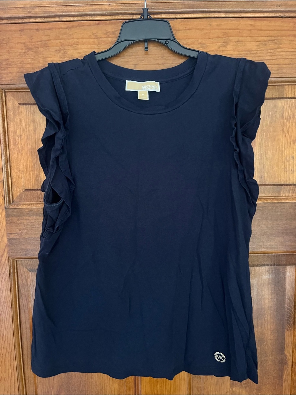 Michael Kors Navy Ruffle-Trim Tank